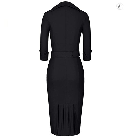 NWT 3/4 Sleeve Elegant Bodycon Lapel Pencil Dress - Picture 2 of 8